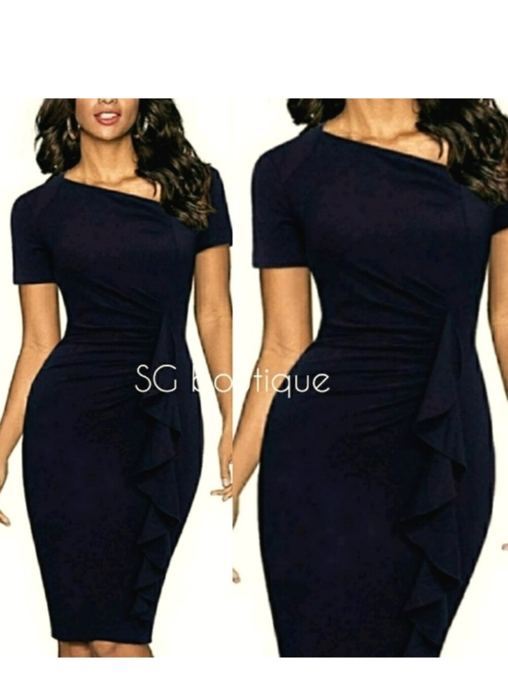 🆕⭐Mod Navy blue ruffle pencil dress⭐